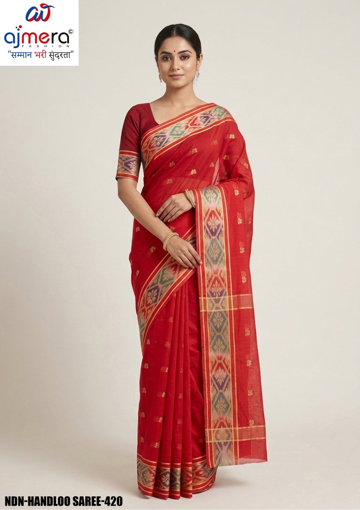Handloom Cotton Saree with Without Blouse for Premium Ethnic and Traditional Wear | NDN-HANDLOOM SAREE-420