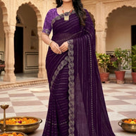 Crepe Dyed Matching Saree with Blouse Piece for Premium Ethnic and Traditional Wear | RAL-SHEHANSHA