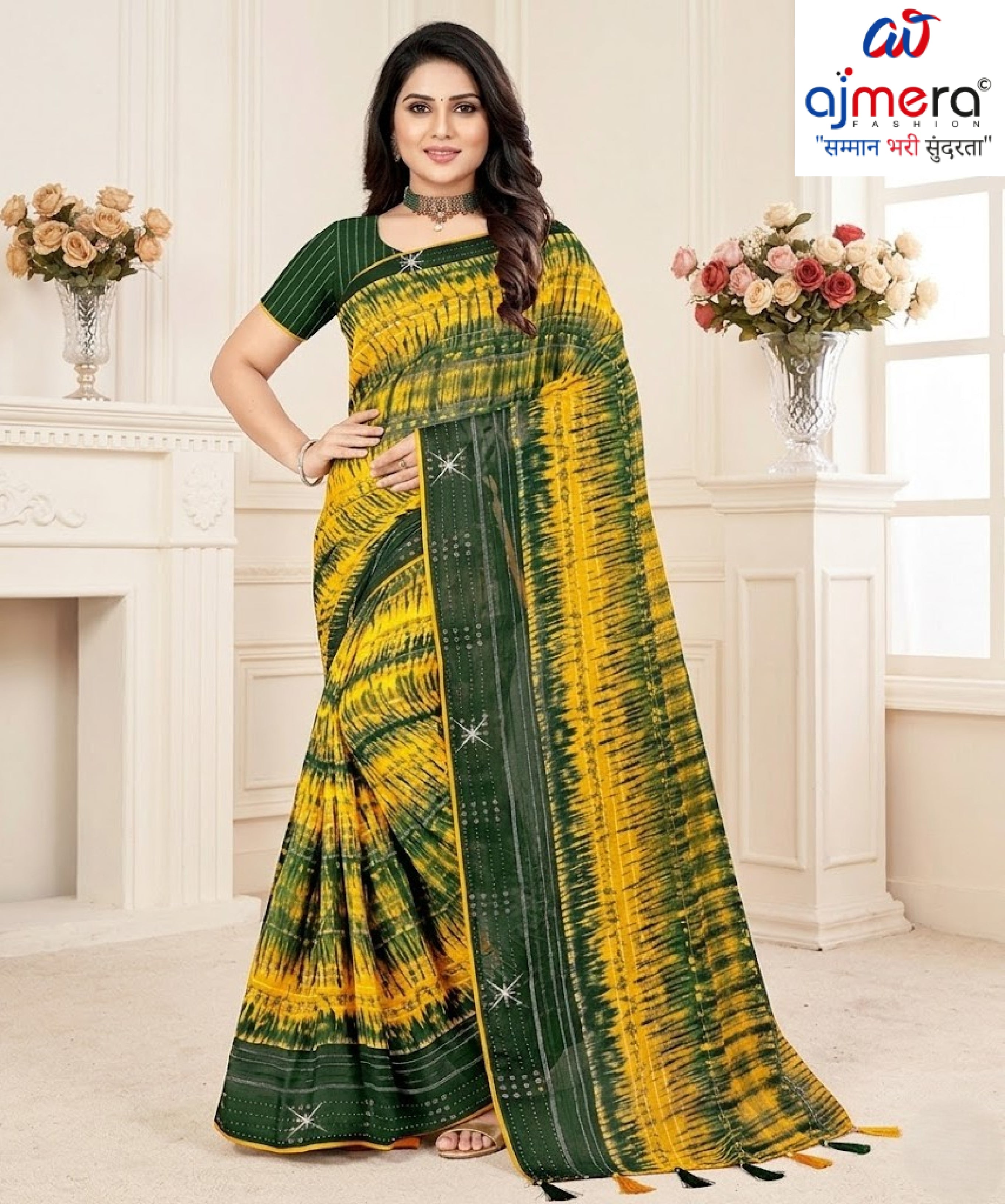 Graceful Printed Saree with Blouse Piece for Modern Ethnic Fashion  | CAS-BHAGYA SHREE