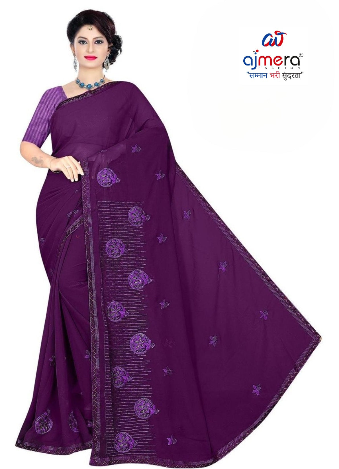 Fancy Lycra Matching Saree with Blouse Piece for Premium Ethnic and Traditional Wear | VKM-HOLIKA