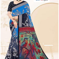 Weightless Fancy Print Loose Saree with Blouse for Premium Ethnic and Traditional Wear | ARK-MAUSAM