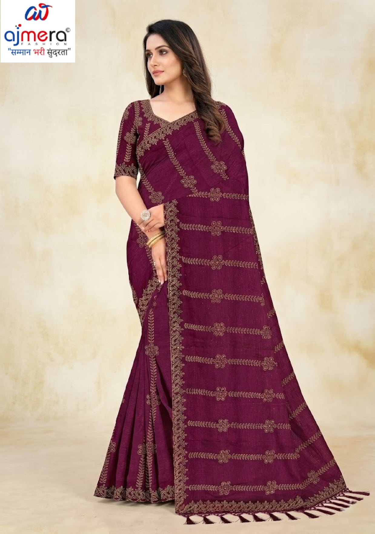 Fandy Embroidery Dyed Matching Saree with Blouse Piece for Premium Ethnic and Traditional Wear | RAL-ISHIKA-1