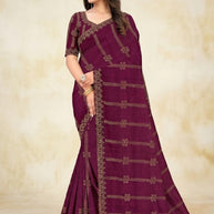 Fandy Embroidery Dyed Matching Saree with Blouse Piece for Premium Ethnic and Traditional Wear | RAL-ISHIKA-1