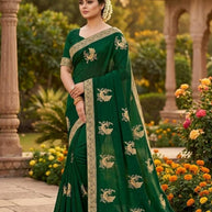 Satin Dyed Matching Saree with Blouse Piece for Premium Ethnic and Traditional Wear | VKM-APPLE