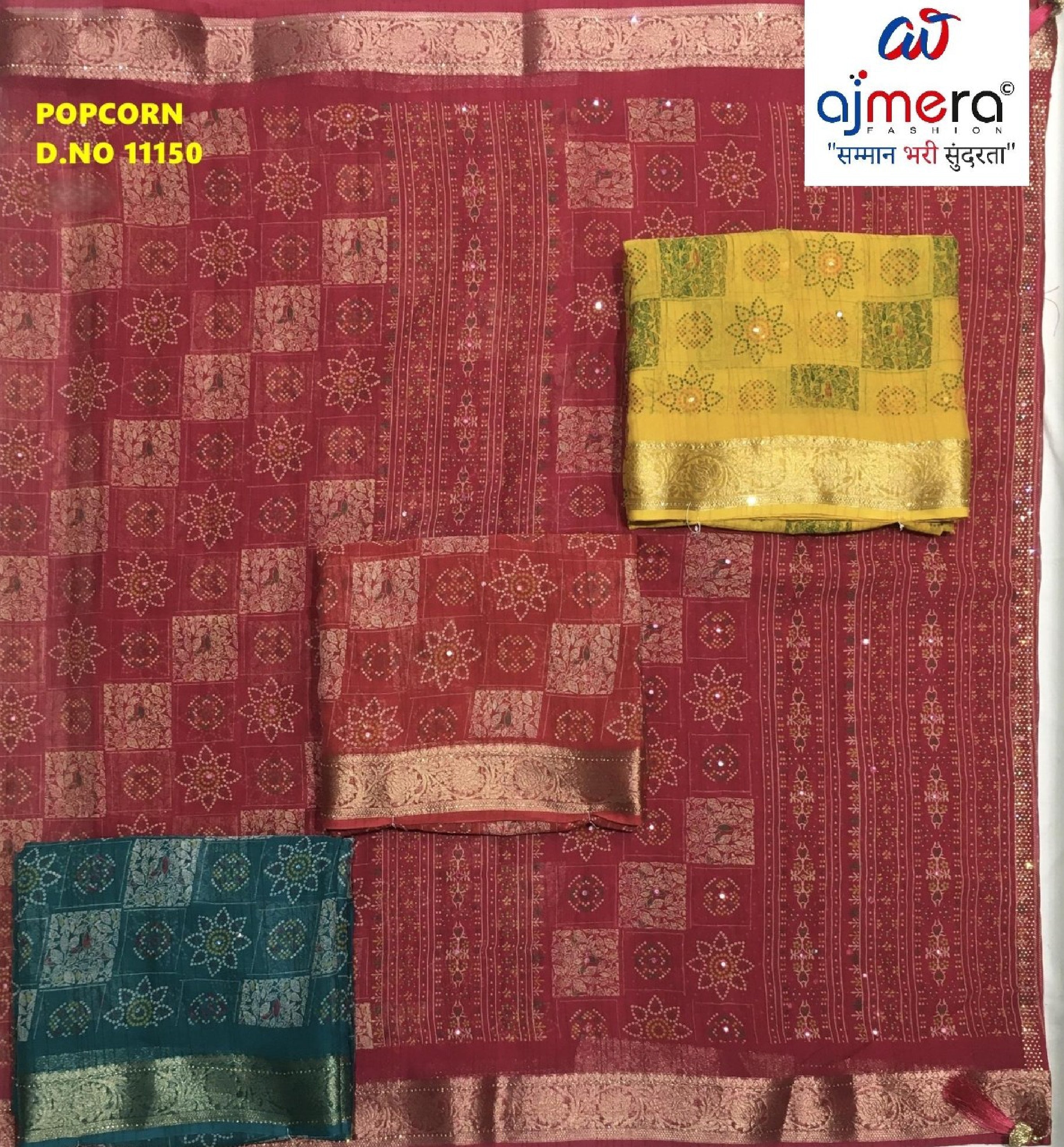 Contemporary Printed Saree with Blouse Piece for Premium Wear| WLN-POPCORN-11150