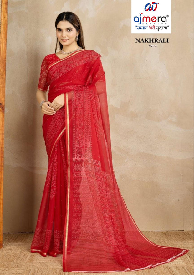Premium Printed Saree with Matching Blouse Piece for Ethnic Elegance  | RMF-NAKHRALI VOL-4