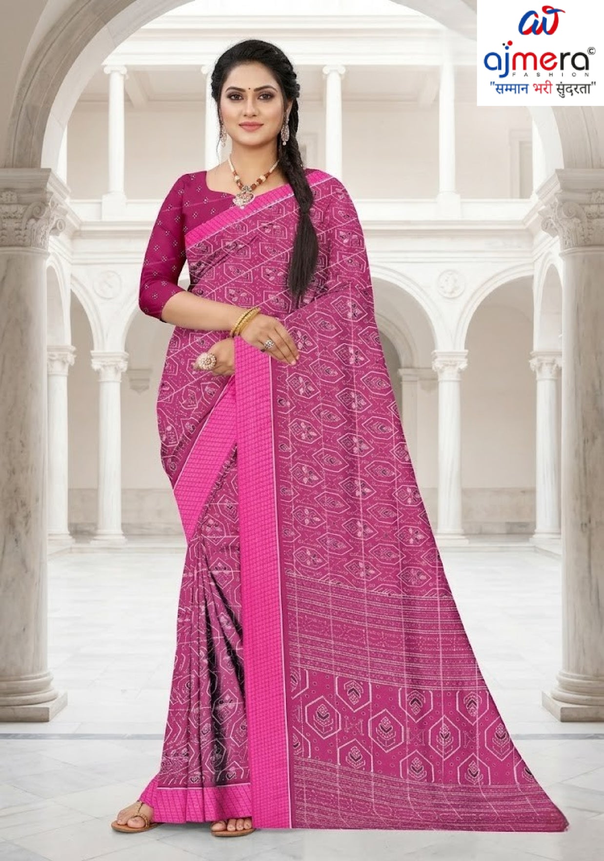 Elegant Printed Saree with Designer Blouse Piece for Festive Wear  | GLC-LAADLI