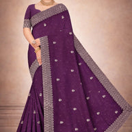 Party Wear Rapier Silk Matching Saree With Blouse Piece | VKM-KHAMAN DHOKLA