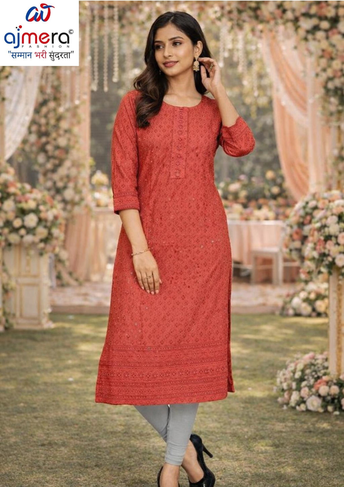 Plus Size Embroidered Kurti for Women | SHP-CHICKEN SEQUENCE WORK BIG