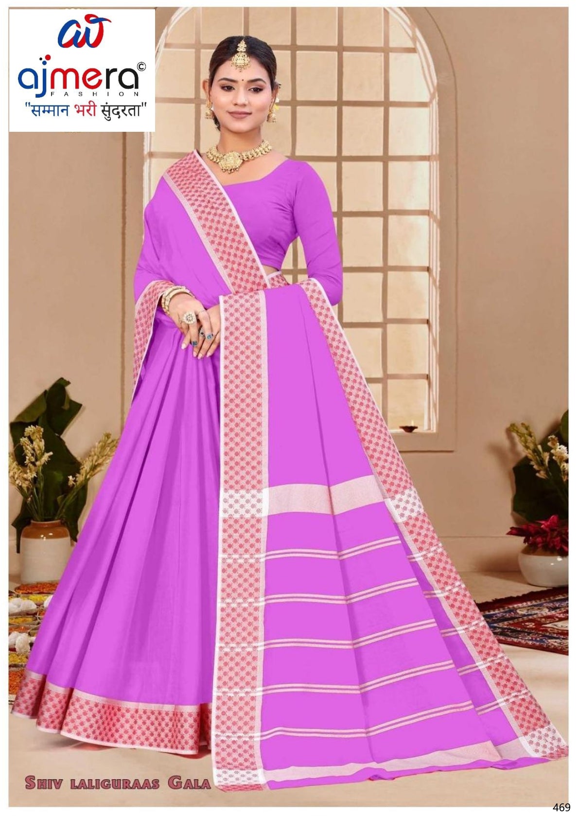 Traditional Cotton Saree with Without Blouse for Premium Ethnic and Traditional Wear | MSS-SHIV LALIGURAAS GALA RED