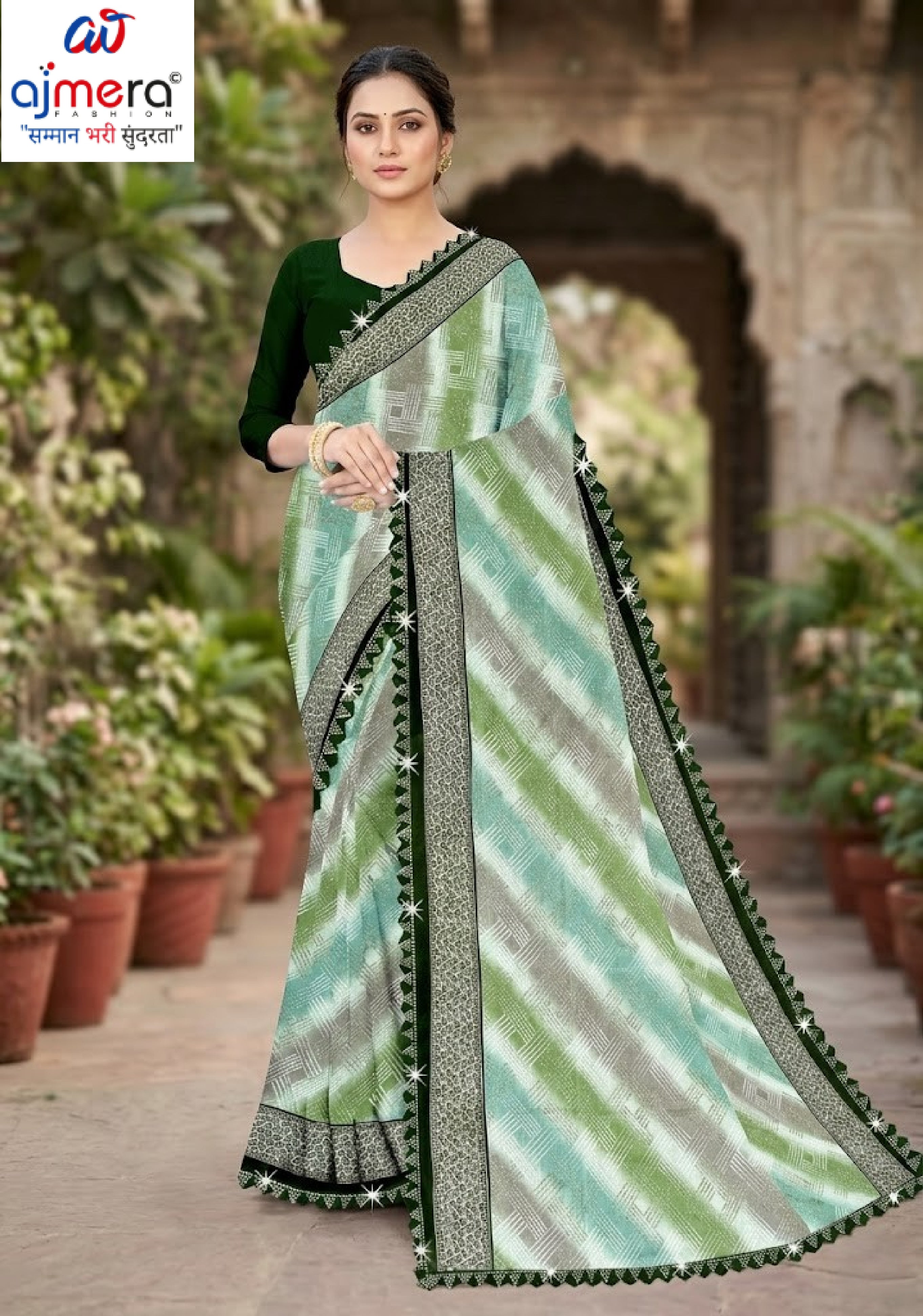 Elegant Printed Saree with Designer Blouse Piece for Festive Wear  | CAS-ZHIL MIL