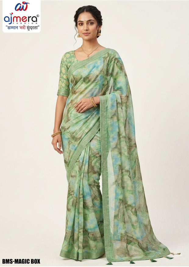 Weightless Print Loose Saree with Blouse for Premium Ethnic and Traditional Wear | BMS-MAGIC BOX