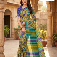 Printed Cotton Saree with Blouse Piece for Premium Ethnic and Traditional Wear | ASS-DIGITAL MOONGA FLOWER VOL-1
