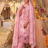 Premium Cambric Cotton Unstitched Suit Set | VAS-COPPER DIAMOND