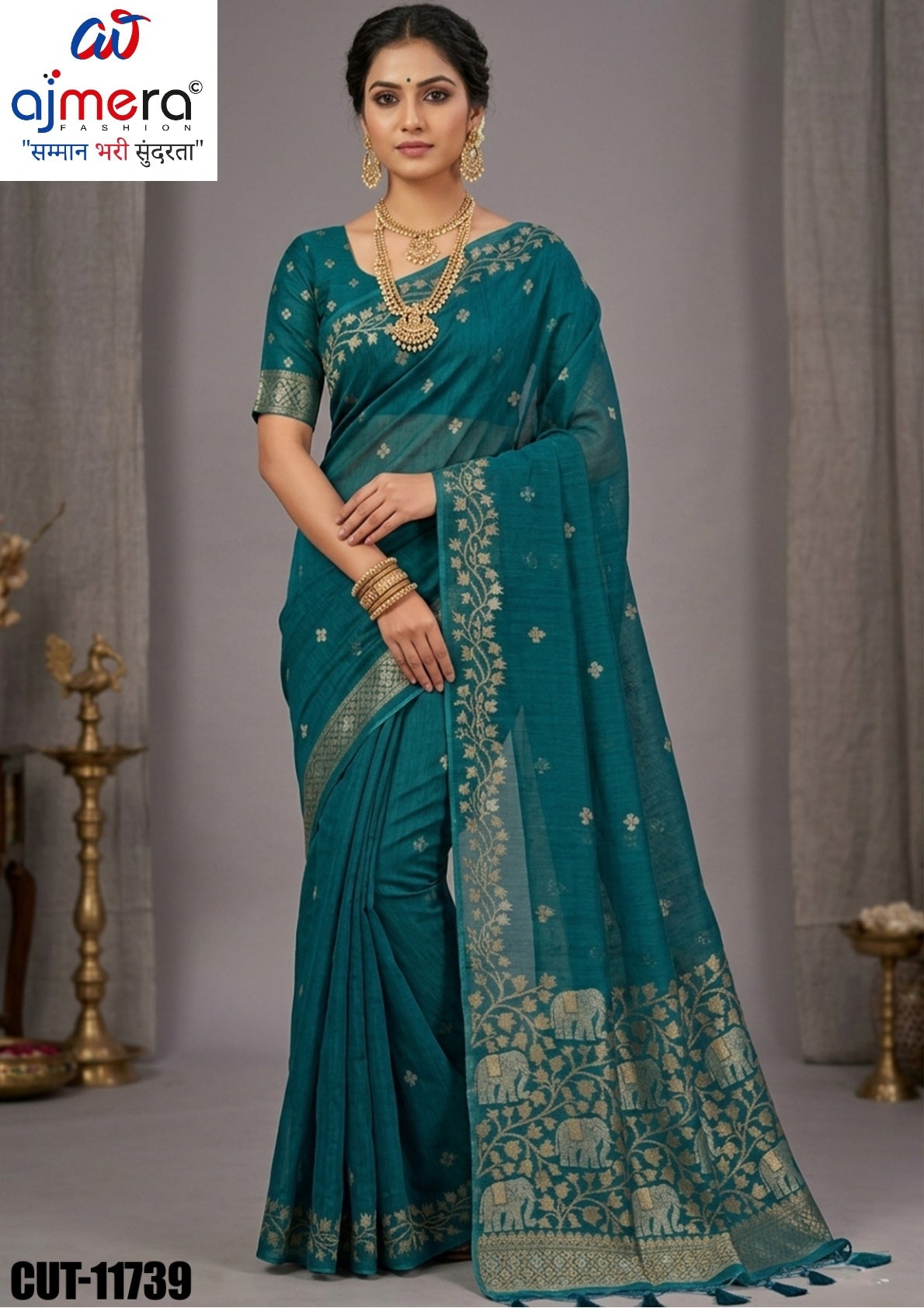 Fashionable Jacquard Silk Saree with Blouse Piece for Special Events | CUT-11739