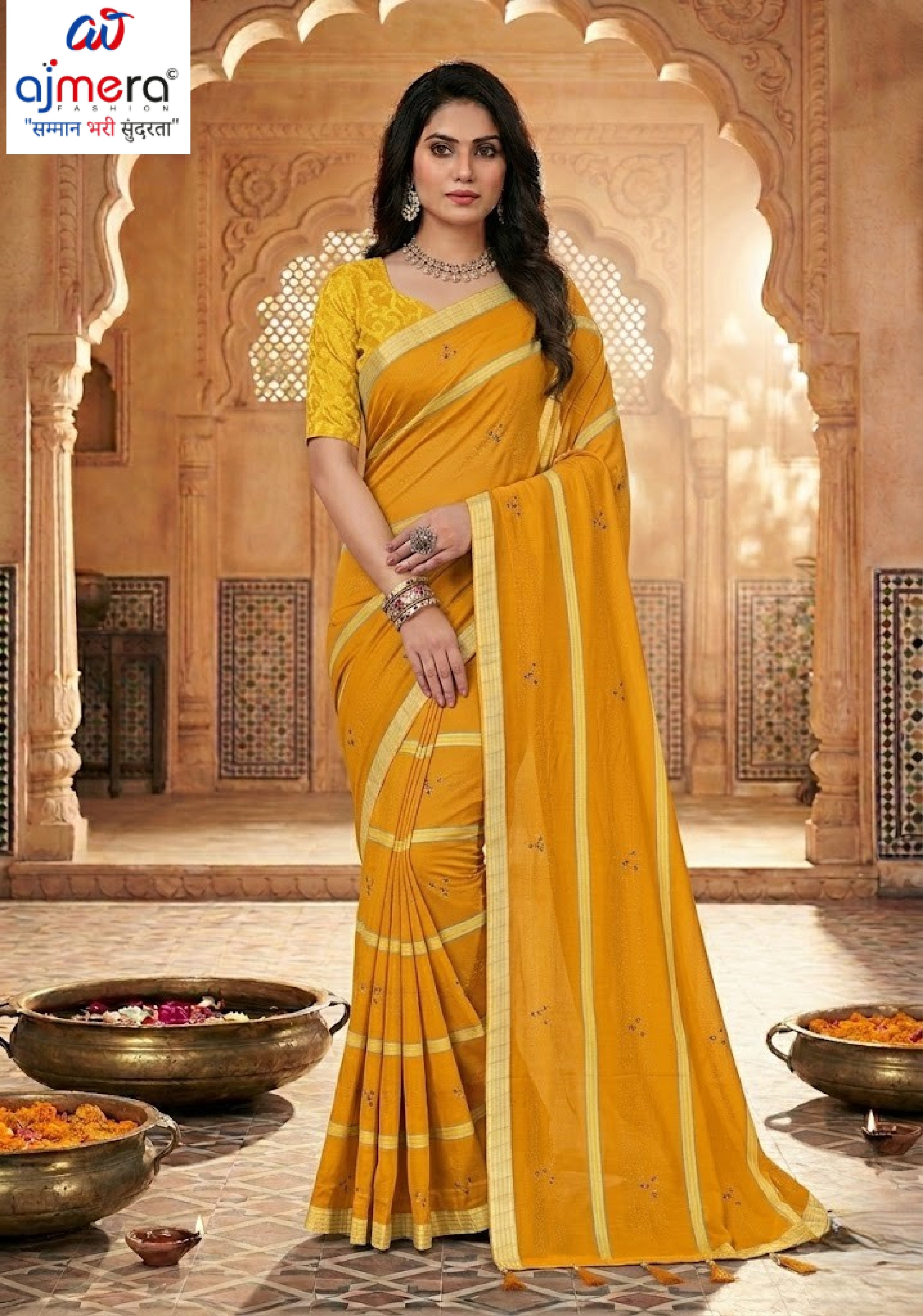 Latest Dyed Matching Saree with Blouse Piece for Premium Ethnic and Traditional Wear | TIK-UPI