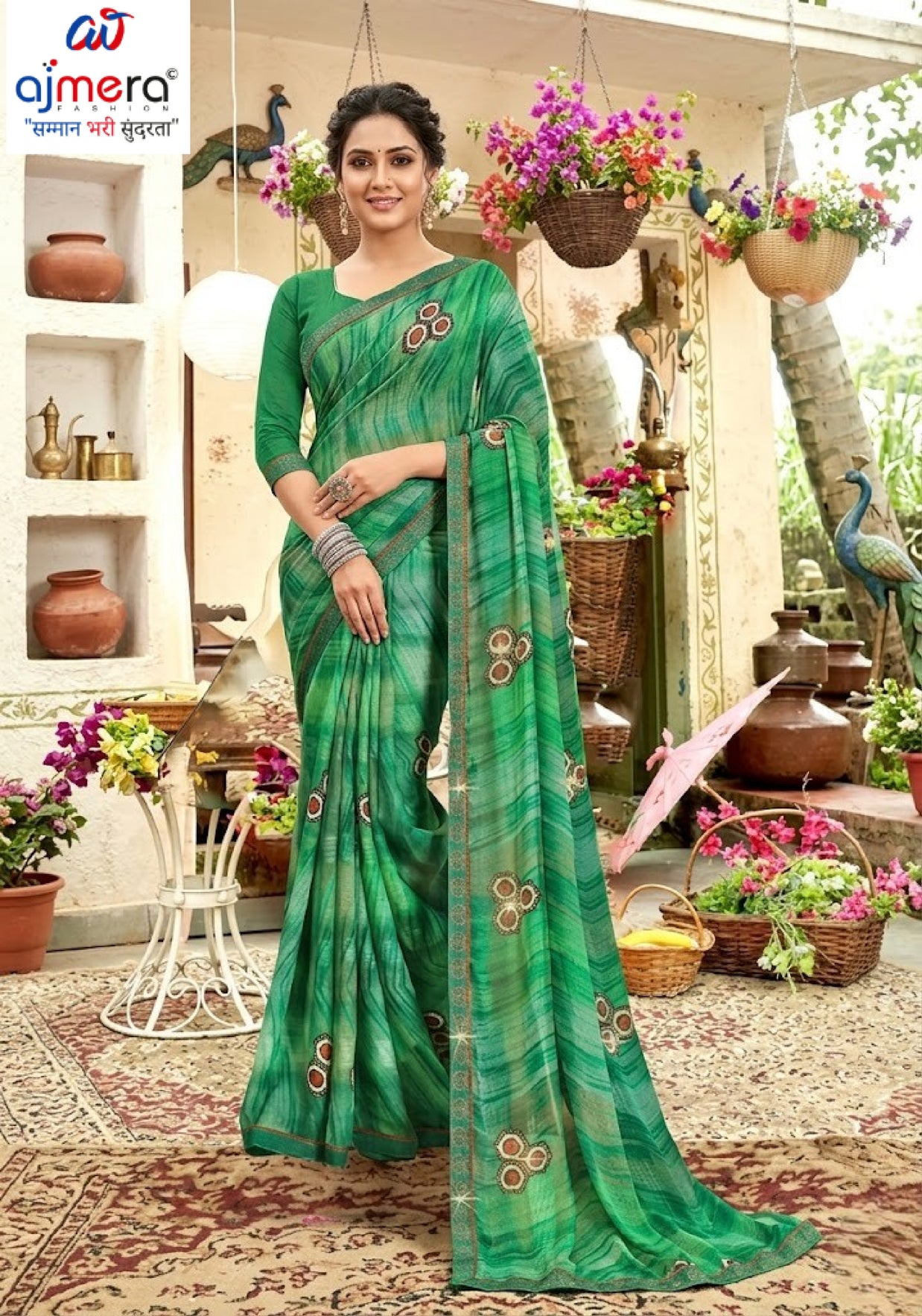 Classic Printed Saree with Blouse Piece for Timeless Traditional Style | PRM-THREE GOLI