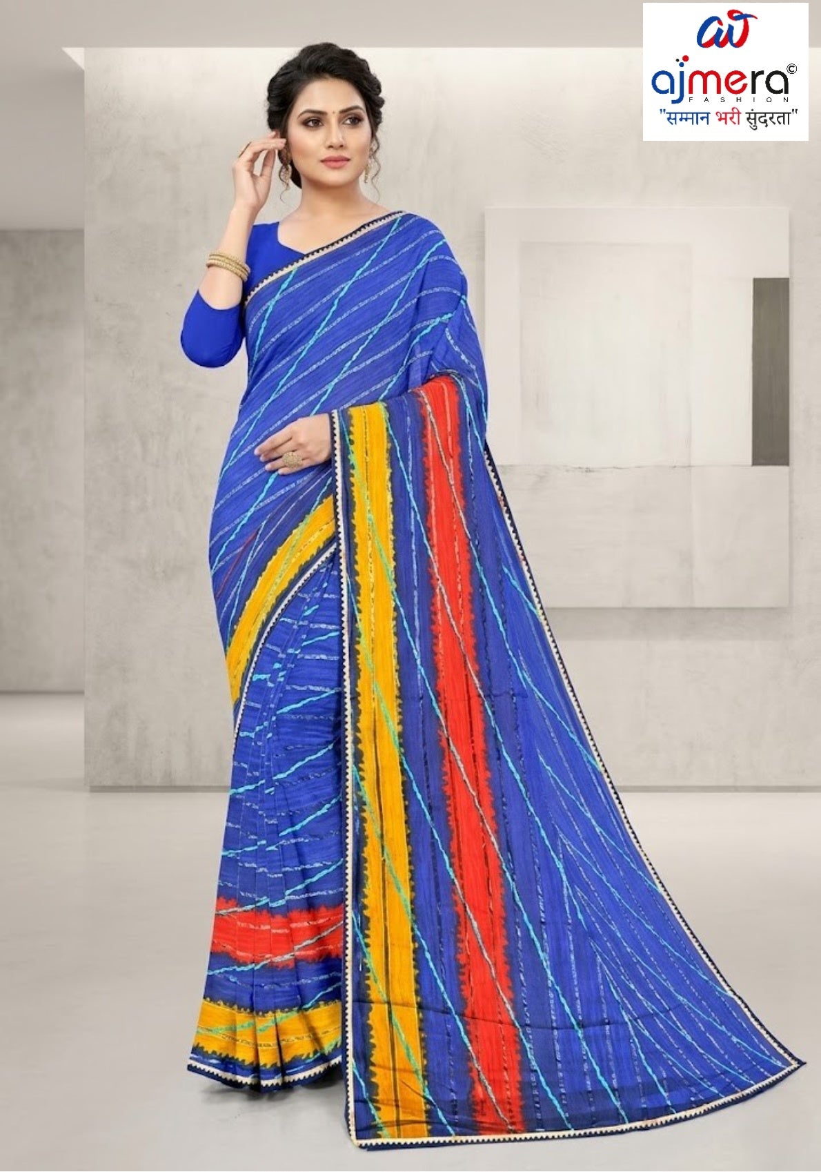 Premium Printed Saree with Matching Blouse Piece for Ethnic Elegance  | CAS-ANOKHEE