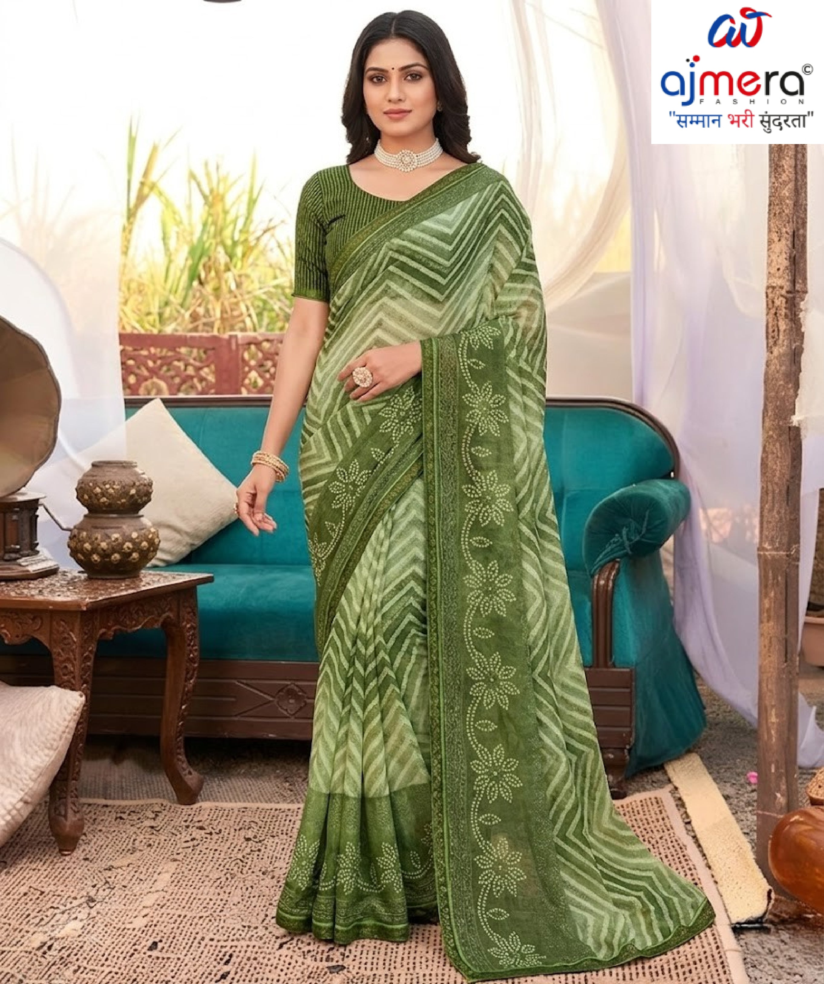 Chic Printed Saree with Blouse Piece for Sophisticated Ethnic Style  | PRM-APARNA BHABHI