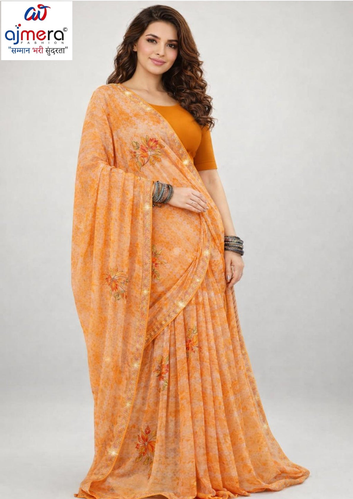 Fashionable Printed Saree with Blouse Piece for Festive Collection  | PRM-MASKA