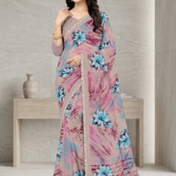 Exclusive Printed Saree with Blouse Piece for Elegant Ethnic Look  | CAS-MILK POWDER