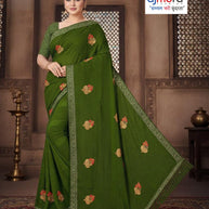 Premium Dyed Matching Saree with Blouse Piece for Premium Ethnic and Traditional Wear | VKM-LOVE GURU