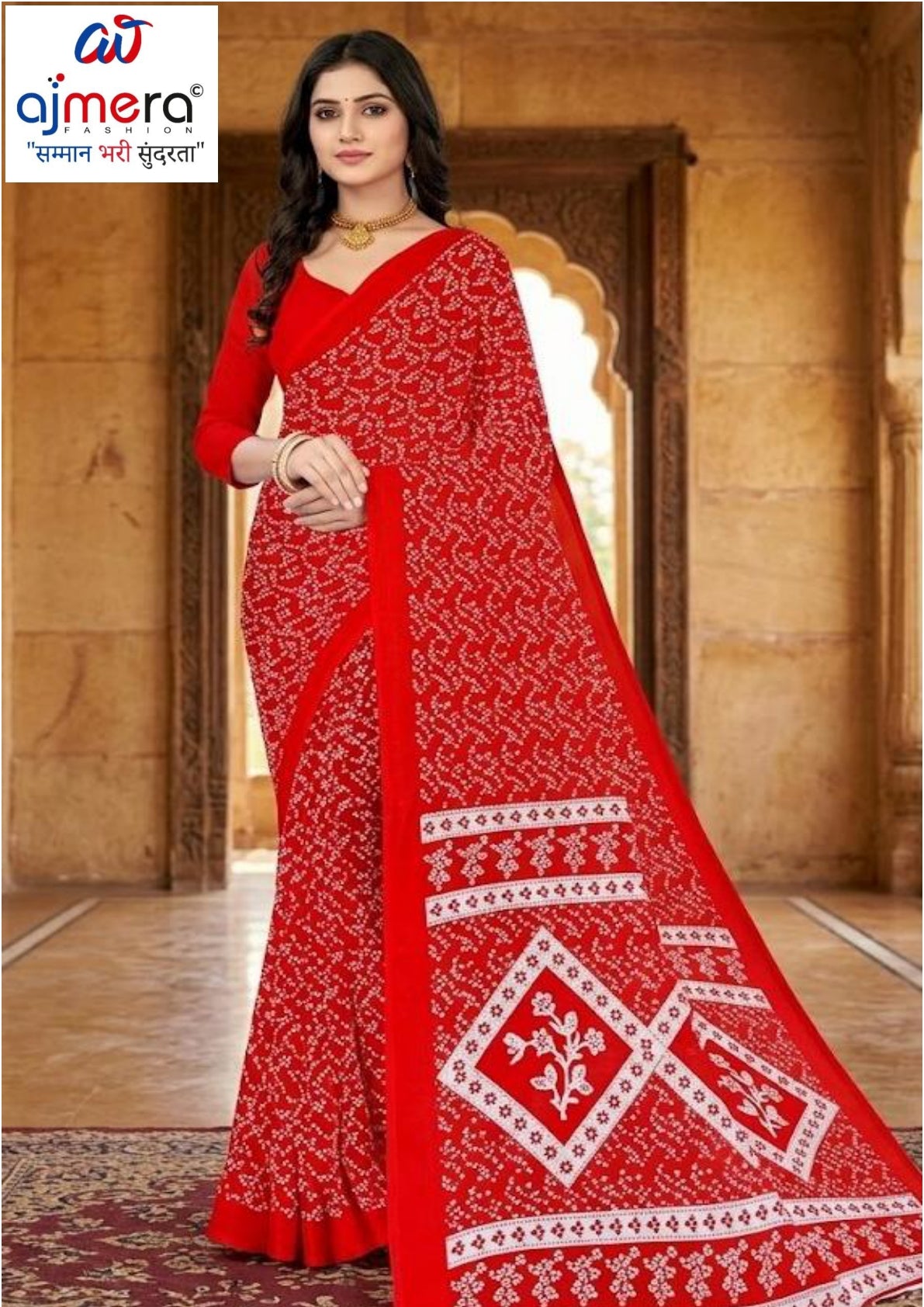 Printed Print Loose Saree with Blouse for Premium Ethnic and Traditional Wear | SGR-RENIYAL CRAPE