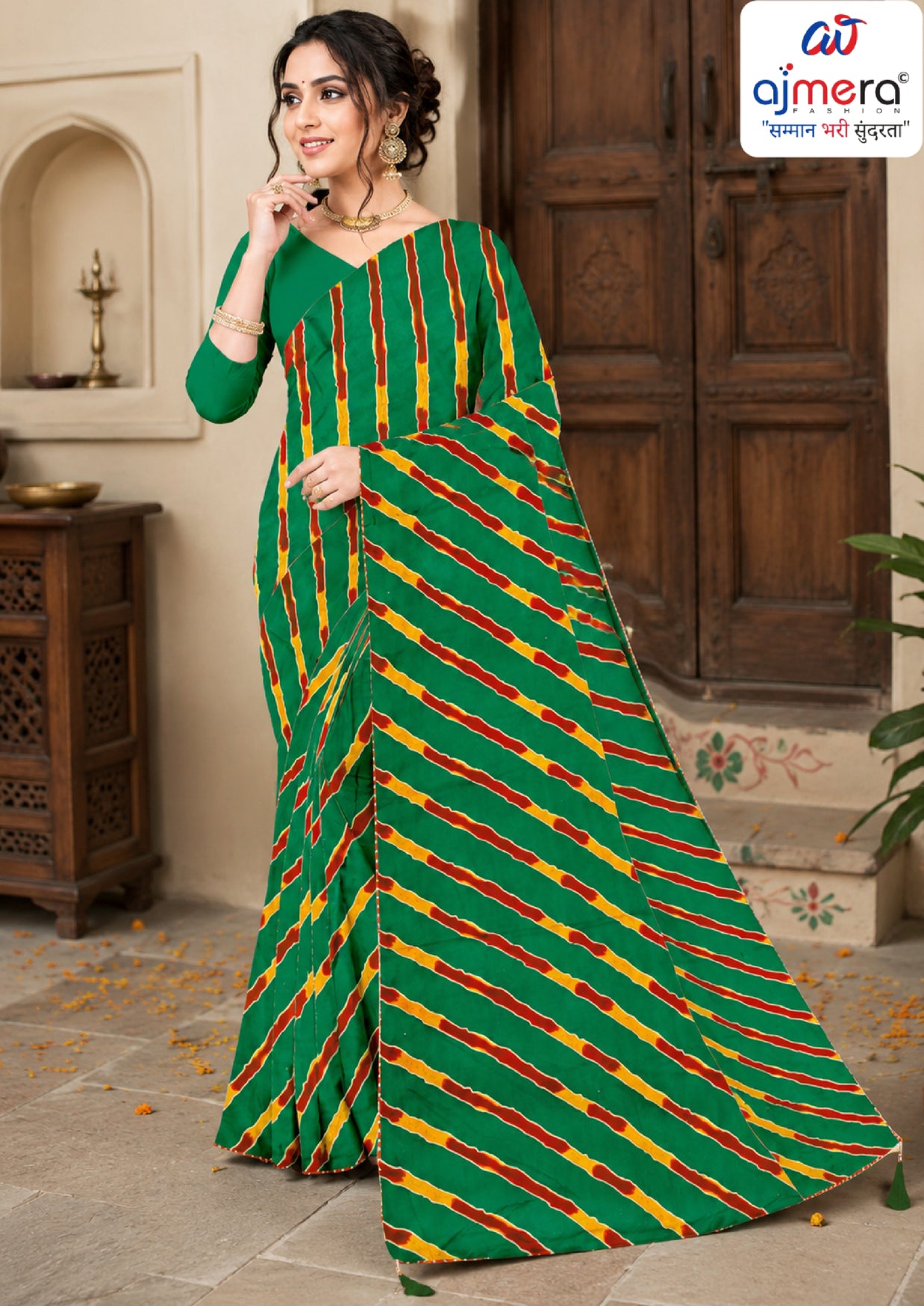 Zomato Print Loose Saree with Blouse for Premium Ethnic and Traditional Wear | CAS-SAWARIYA