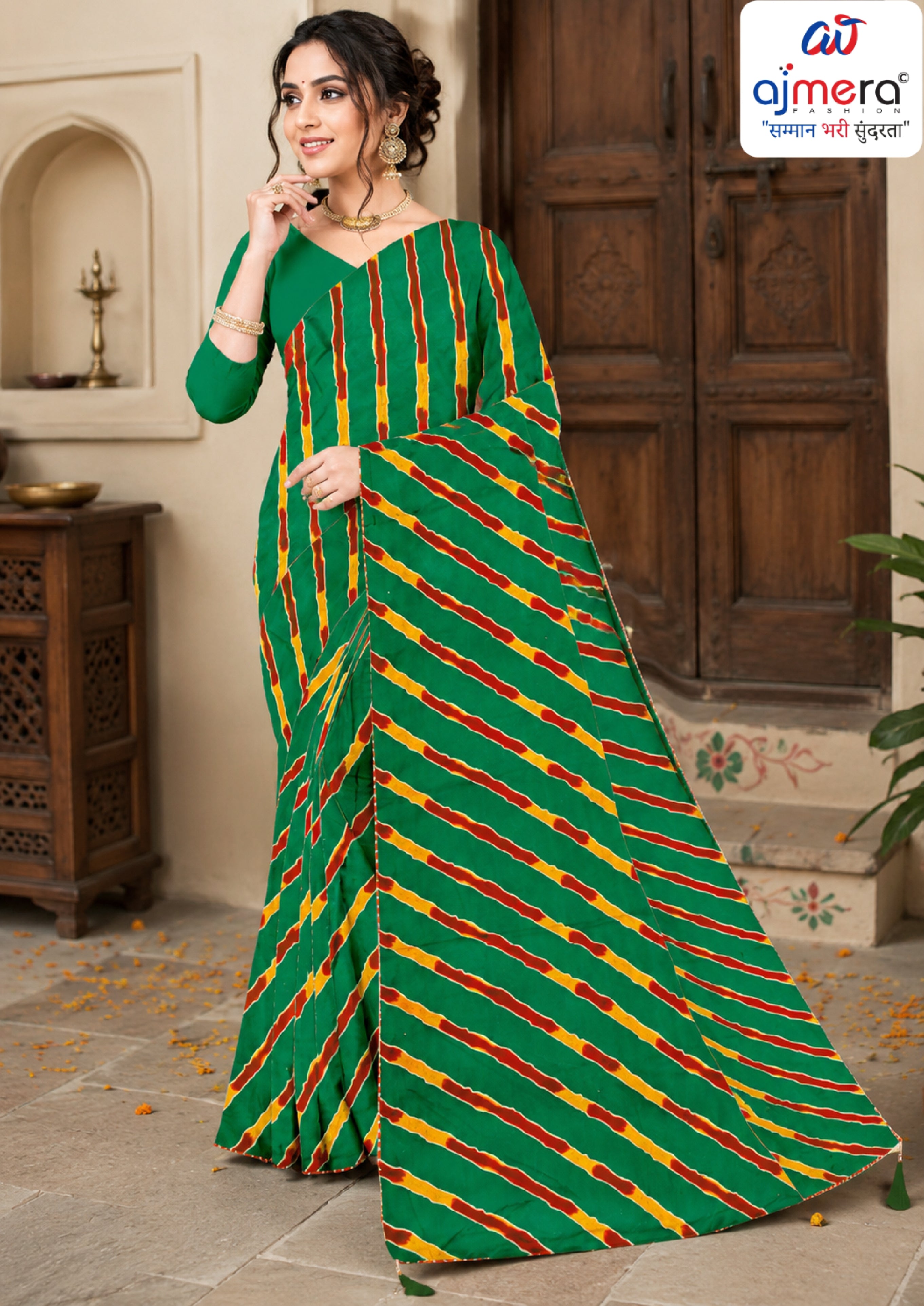 Zomato Print Loose Saree with Blouse for Premium Ethnic and Traditional Wear | CAS-SAWARIYA