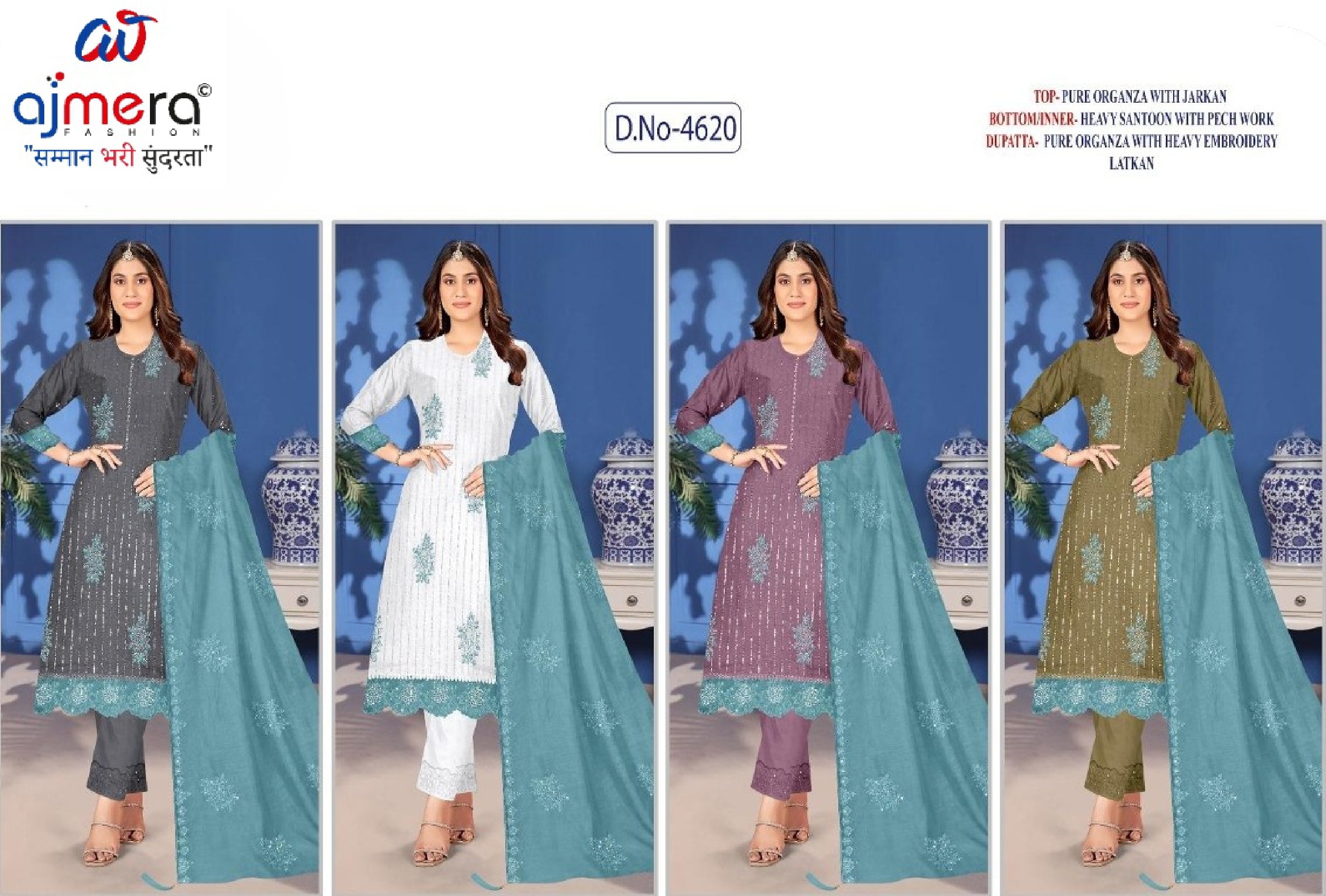 Luxury Organza Unstitched Suit Set | PCH-4620