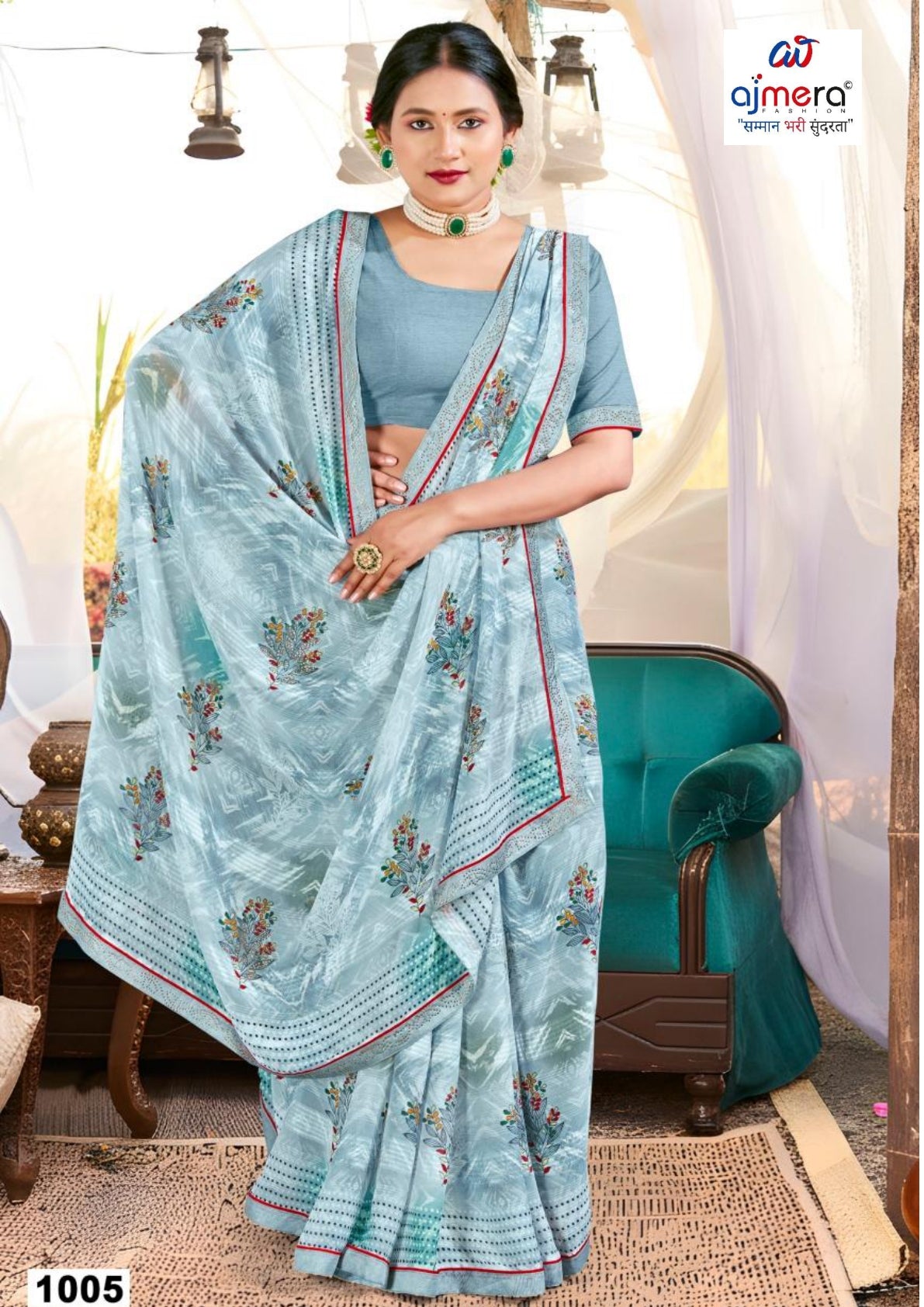 Fashionable Printed Saree with Blouse Piece for Festive Collection | PRM-AC GIRL