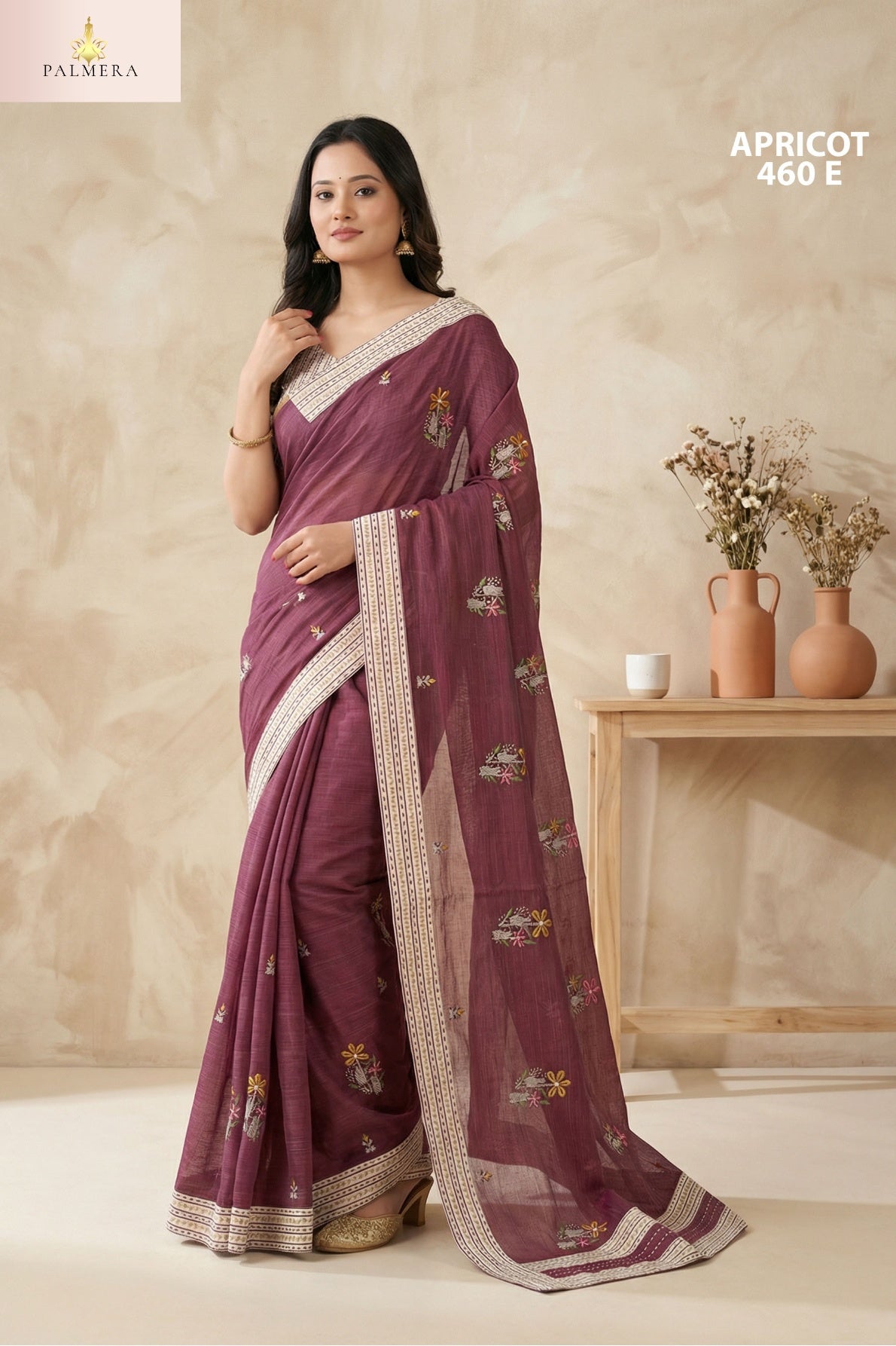 Apricot Khadi Saree with Blouse for Premium Ethnic and Designer Wear | ALL-APRICOT-460