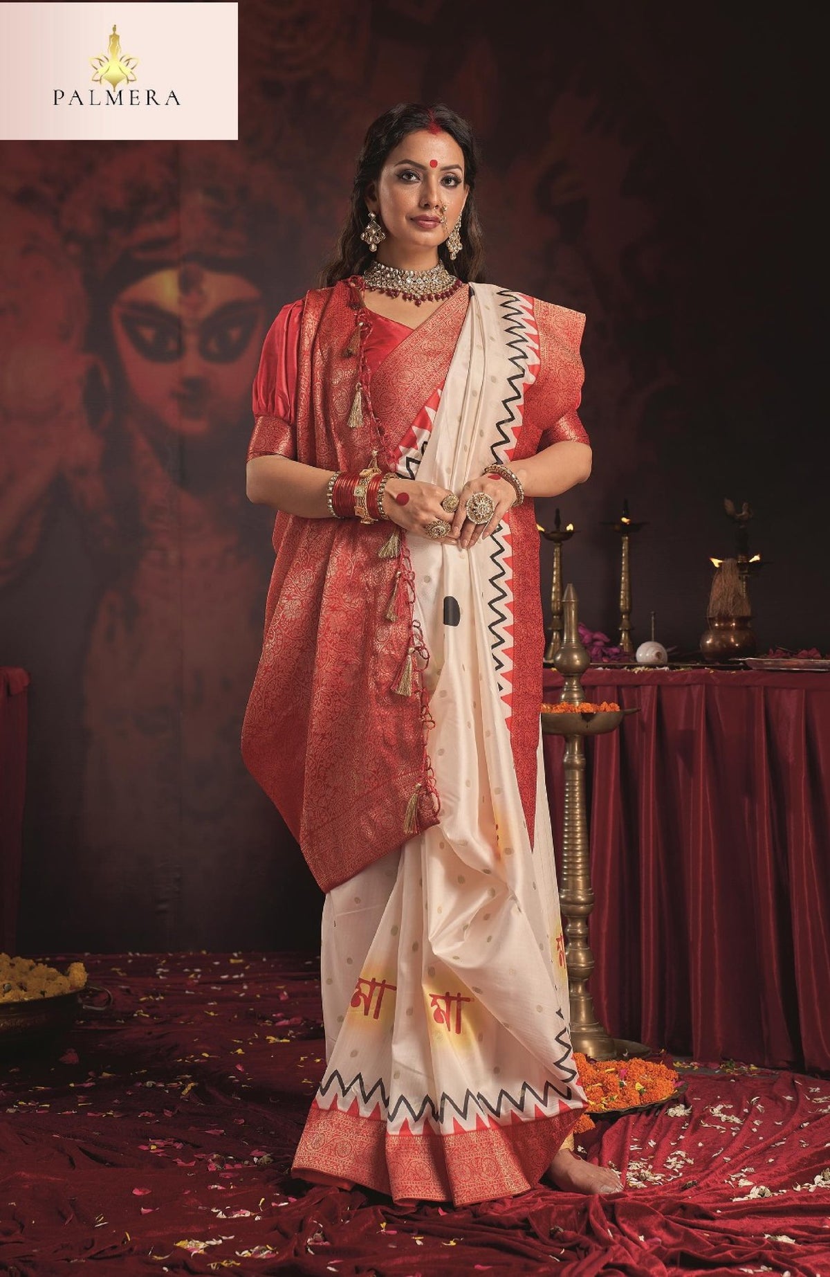 Durgotsav Satin Chiffon Saree with Blouse for Premium Festive and Ethnic Wear | ALL-DURGOTSAV VOL-01