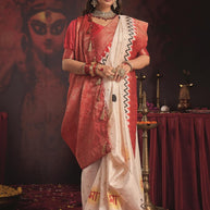 Durgotsav Satin Chiffon Saree with Blouse for Premium Festive and Ethnic Wear | ALL-DURGOTSAV VOL-01