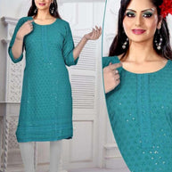 Designer Chicken Sequence Work Kurti for Women | SHP-CHICKEN SEQUENCE WORK