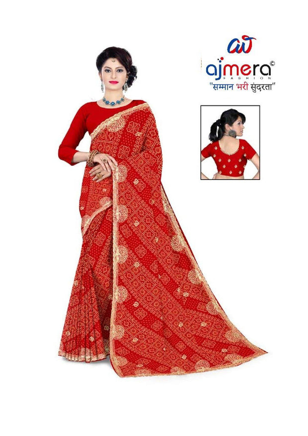 Trendy Printed Saree with Blouse Piece for Women’s Ethnic Wardrobe  | TD-KARVA CHAUTH