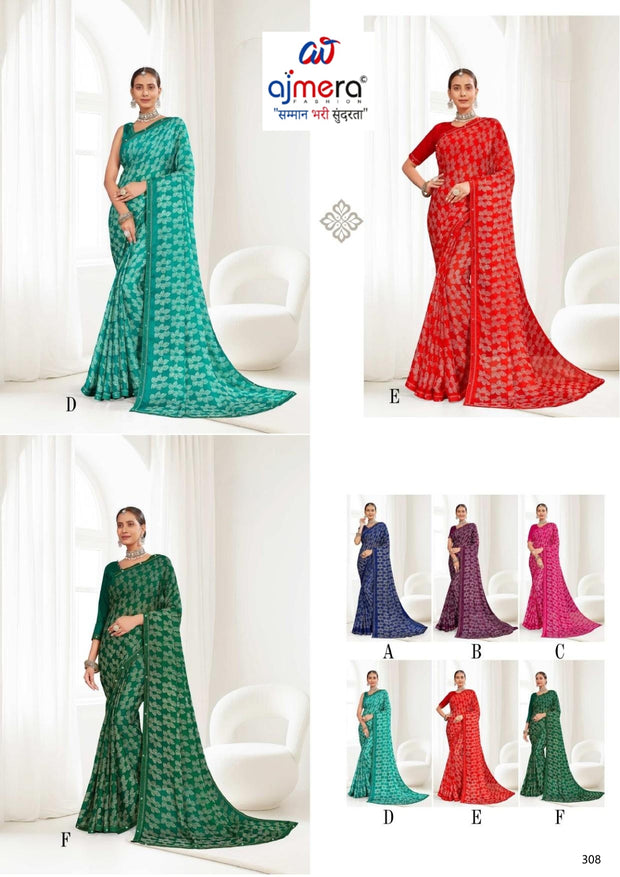 Premium Printed Saree with Matching Blouse Piece for Ethnic Elegance  | RDD-GUNJIKA