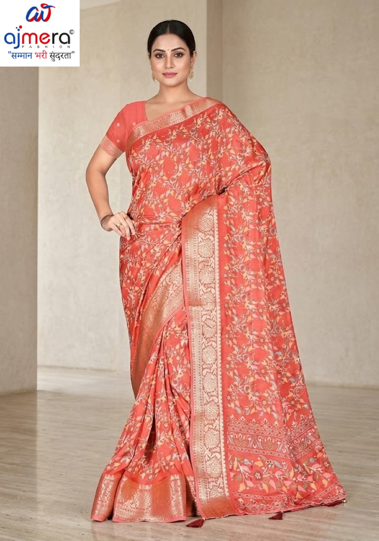 Fashionable Printed Saree with Blouse Piece for Festive Collection | VER-NEELAM-43545