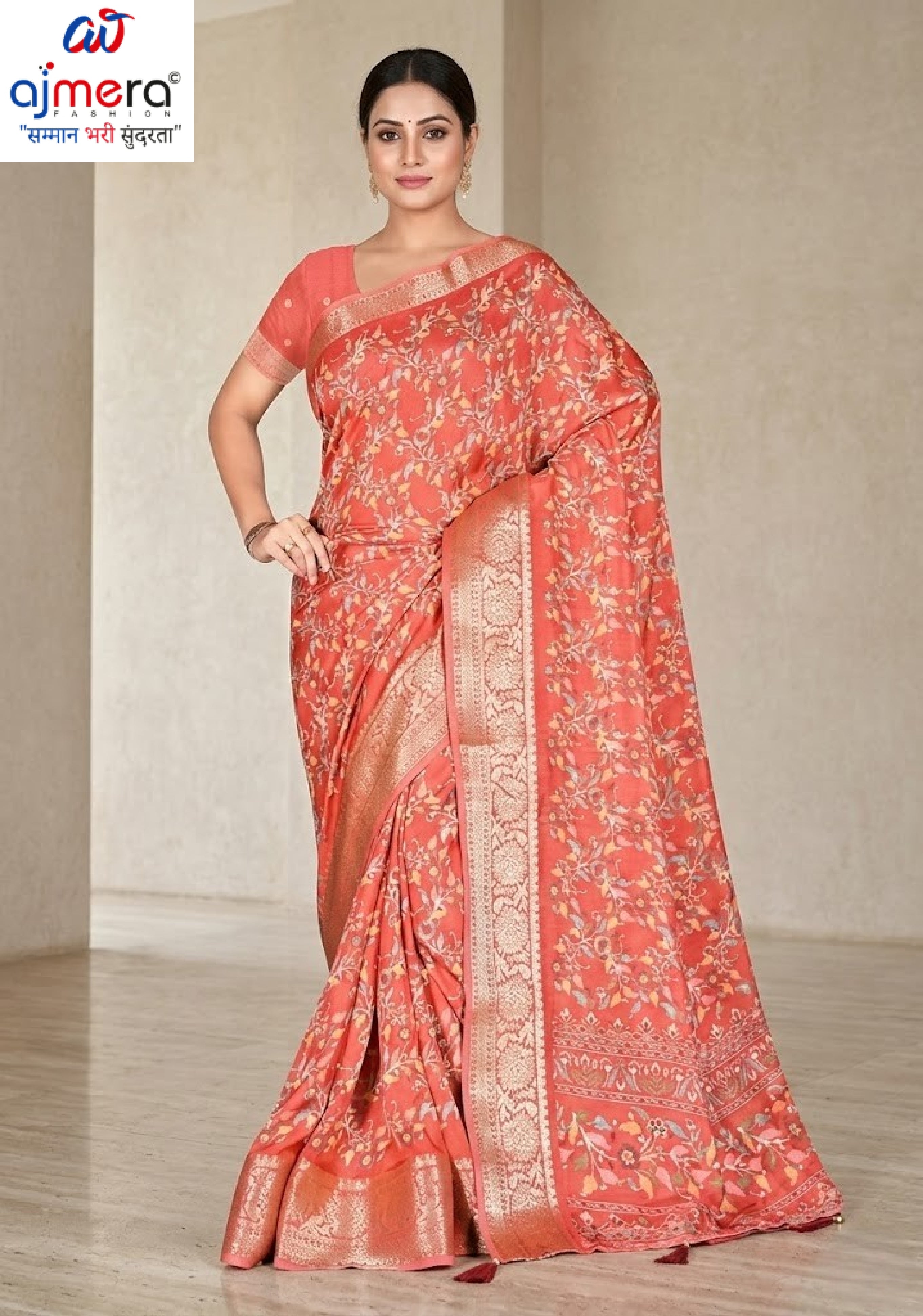 Fashionable Printed Saree with Blouse Piece for Festive Collection | VER-NEELAM-43545