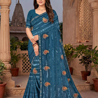 Rimzim Satin Dyed Matching Saree with Blouse Piece for Premium Ethnic and Traditional Wear | VKM-HIGH COURT