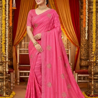 Trendy Dyed Matching Saree with Blouse Piece for Premium Ethnic and Traditional Wear | VKM-CURVV