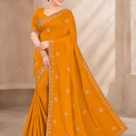 Glamorous Rapier Silk Matching Saree With Blouse Piece | VKM-OCEN