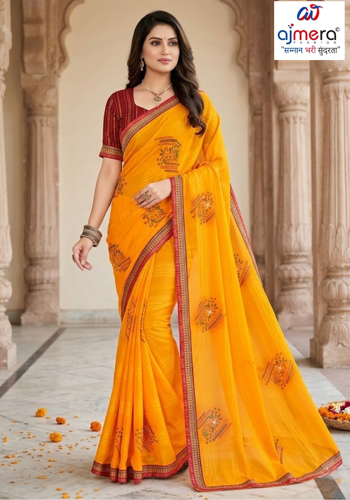 Premium Printed Saree with Matching Blouse Piece for Ethnic Elegance  | CAS-PALKI