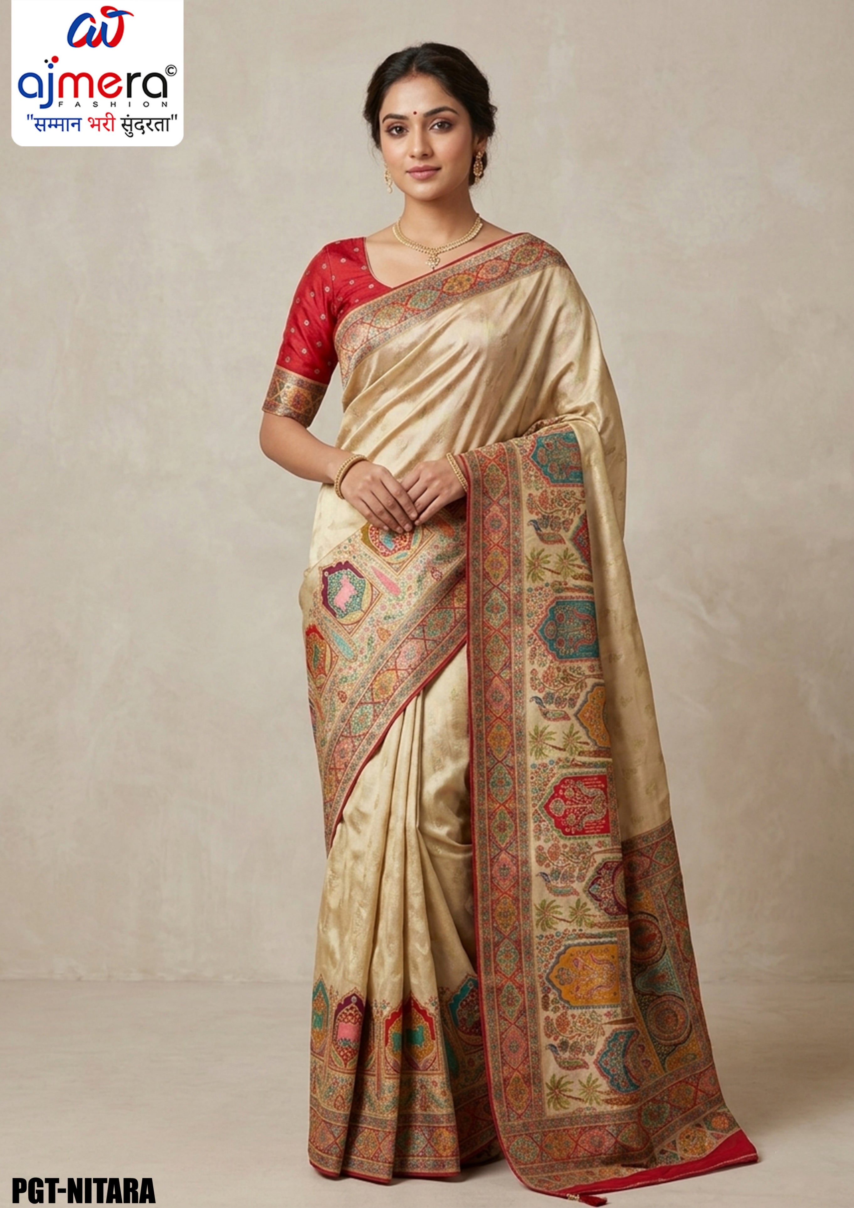 Classic Border Jacquard Silk Saree With Blouse Piece | PGT-NITARA