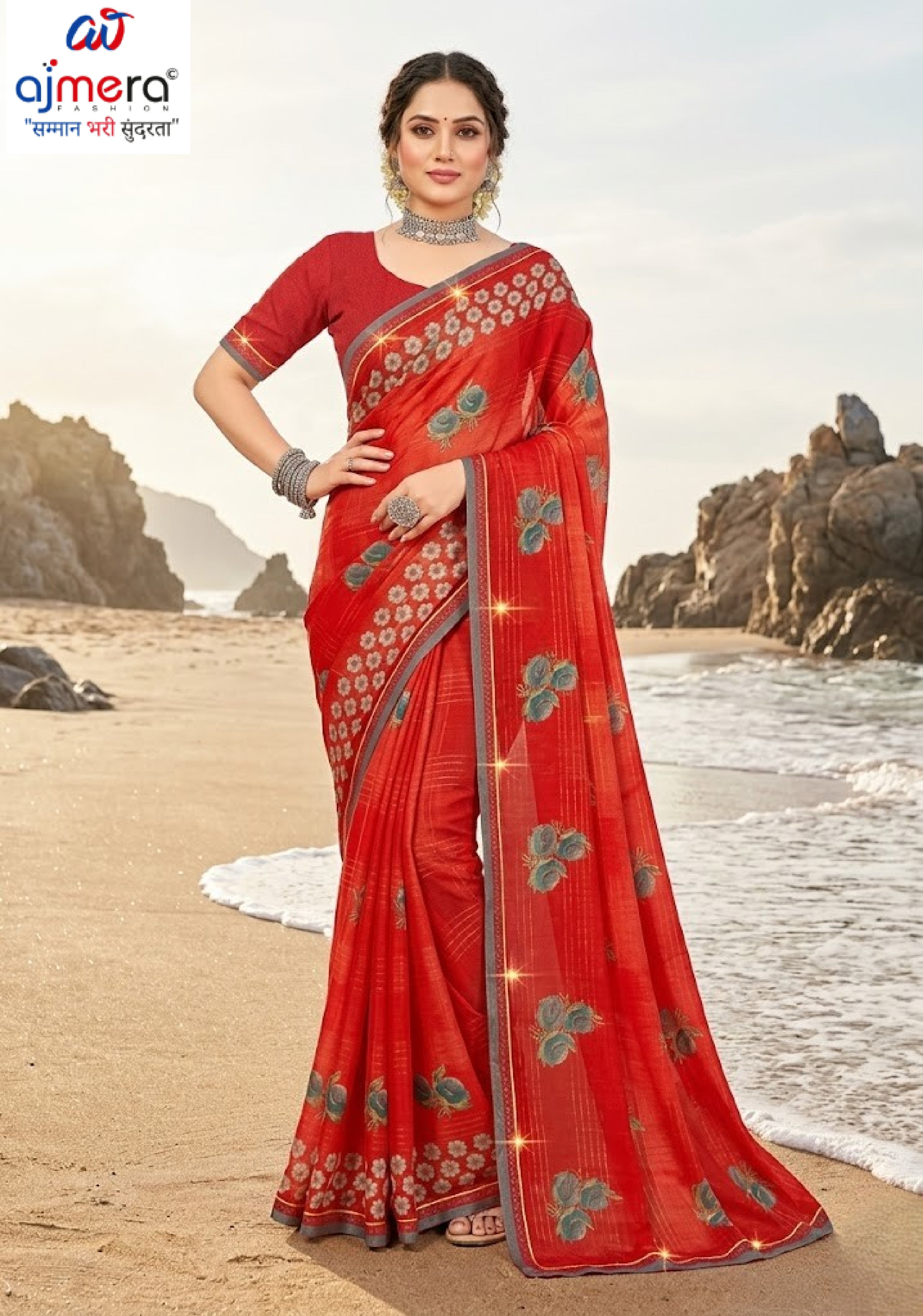 Premium Printed Saree with Matching Blouse Piece for Ethnic Elegance | PRM-TWO GULAB