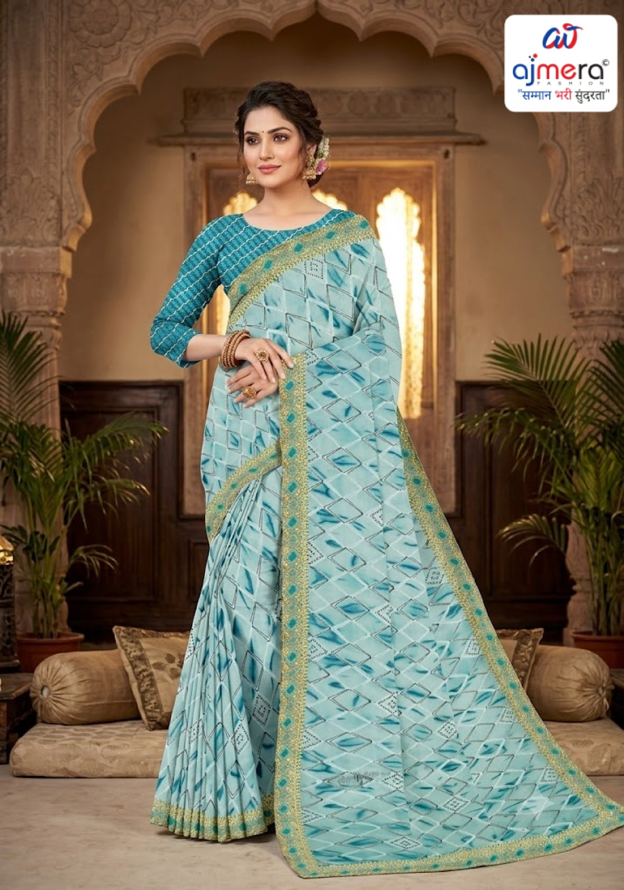 Zomato Print Loose Saree with Blouse for Premium Ethnic and Traditional Wear | CAS-INK POINT