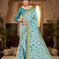 Zomato Print Loose Saree with Blouse for Premium Ethnic and Traditional Wear | CAS-INK POINT