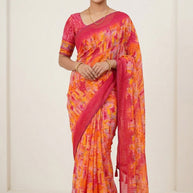 Weightless Print Loose Saree with Blouse for Premium Ethnic and Traditional Wear | BMS-DEV PRIYA