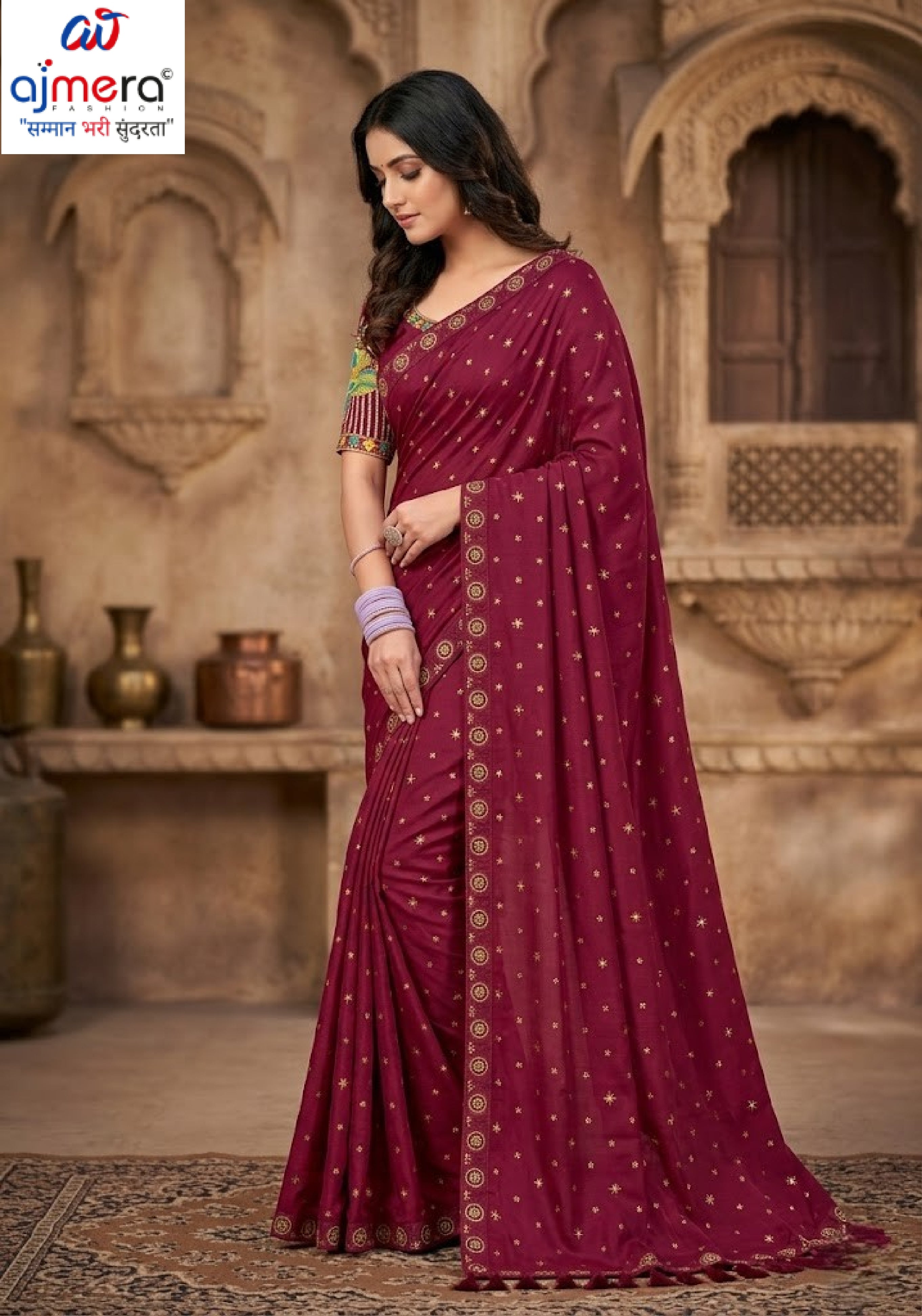 Georgette Indian Dyed Matching Saree with Blouse Piece for Premium Ethnic and Traditional Wear | RLL-ORIGNAL PEACOCK-1