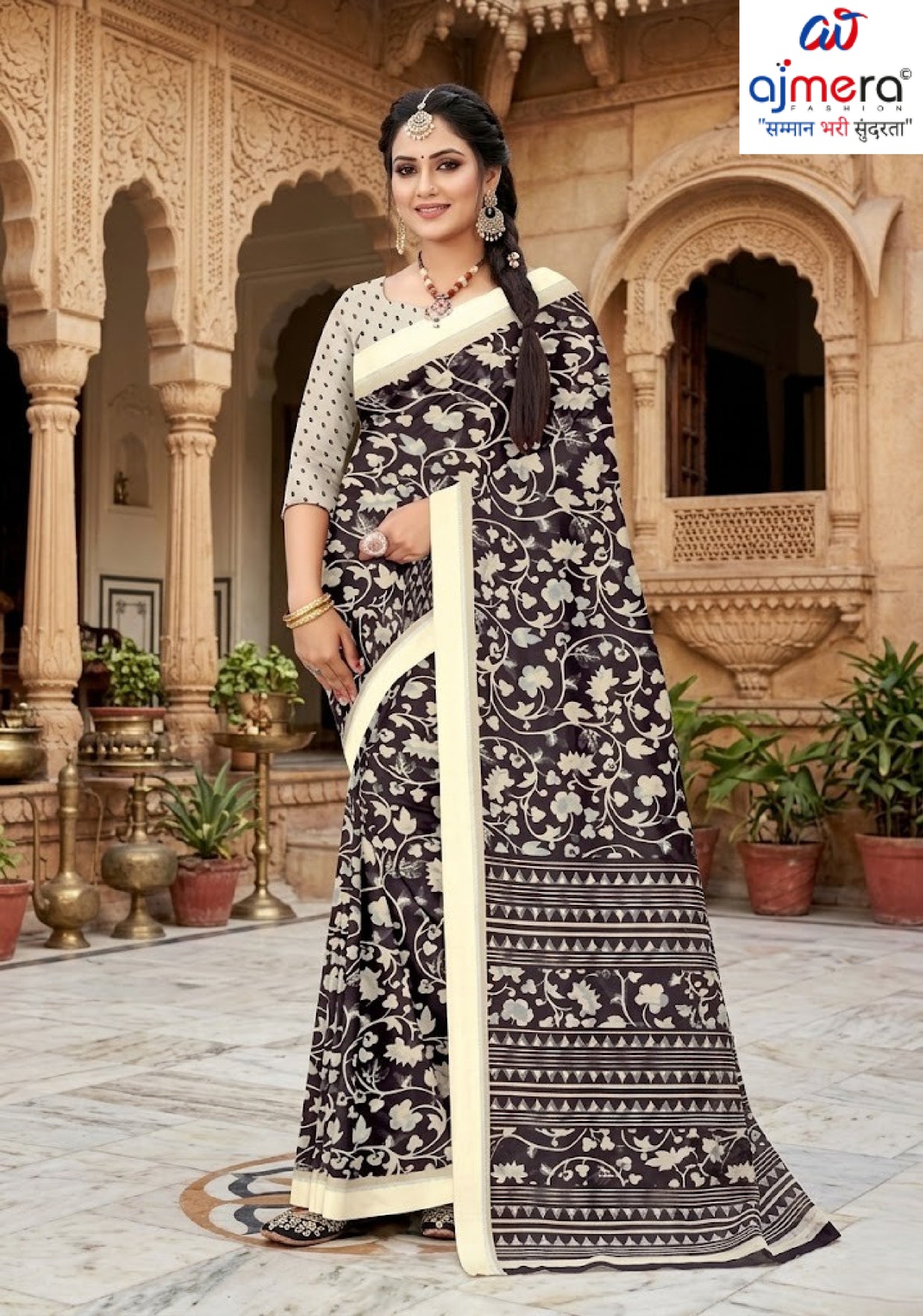 Elegant Printed Saree with Designer Blouse Piece for Festive Wear | GLC-ALPHA-1